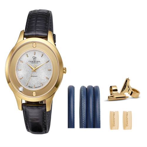 Collect ur 331GWBL-Magic Forgyldt  + Blå Watch Cord set - Christina Jewelry & Watches